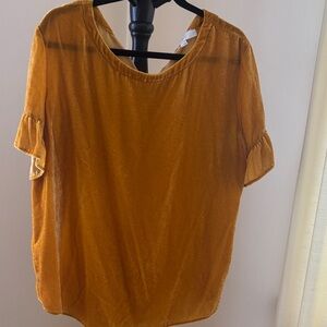 LOFT Golden Ruffle Sleeve velveteen Blouse